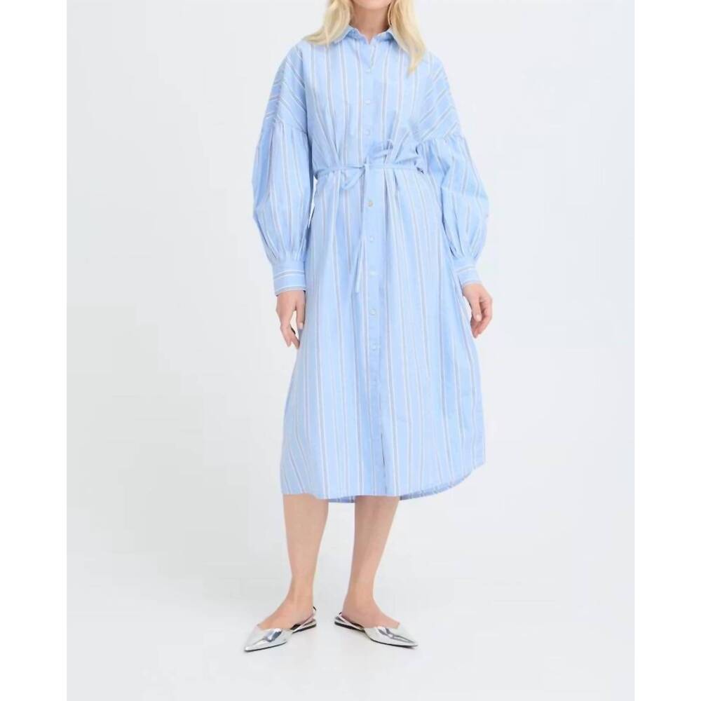NEW B.YOUNG sierra striped shirt dress in blue